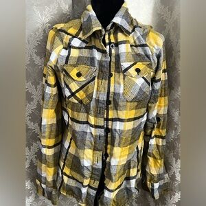 O'Neill Yellow and Gray Plaid Shirt